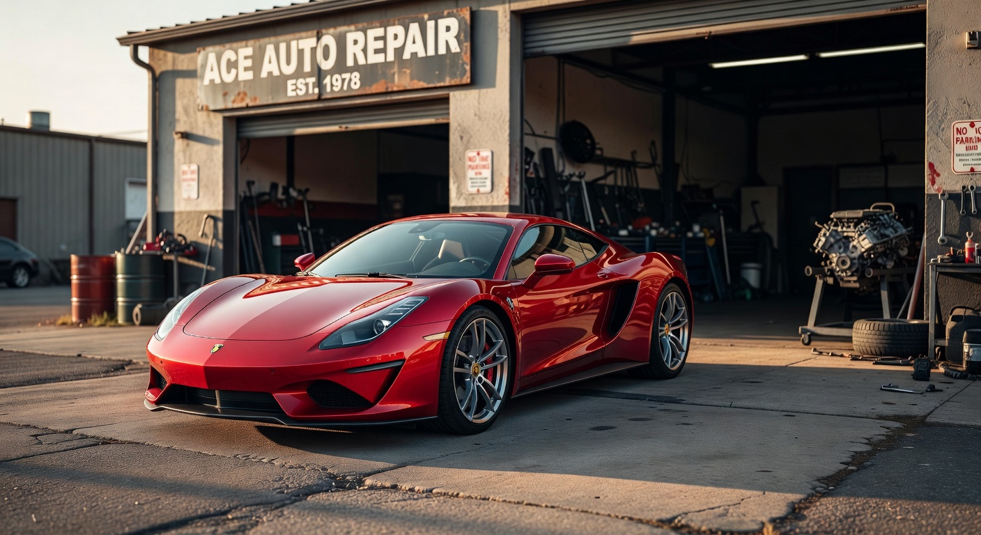 高性能スポーツカーと整備工具